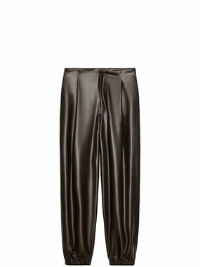 Zara Dark Brown Faux Leather Joggers